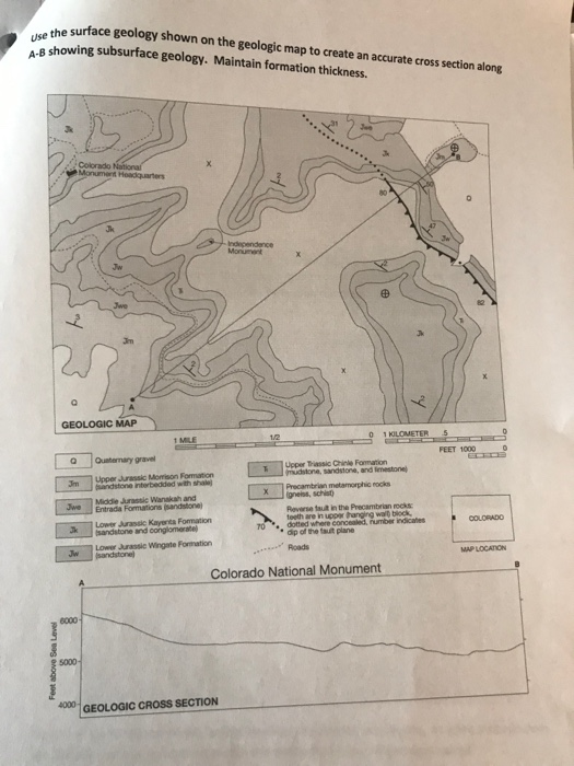 Solved Use the surfa the surface geology shown on the | Chegg.com