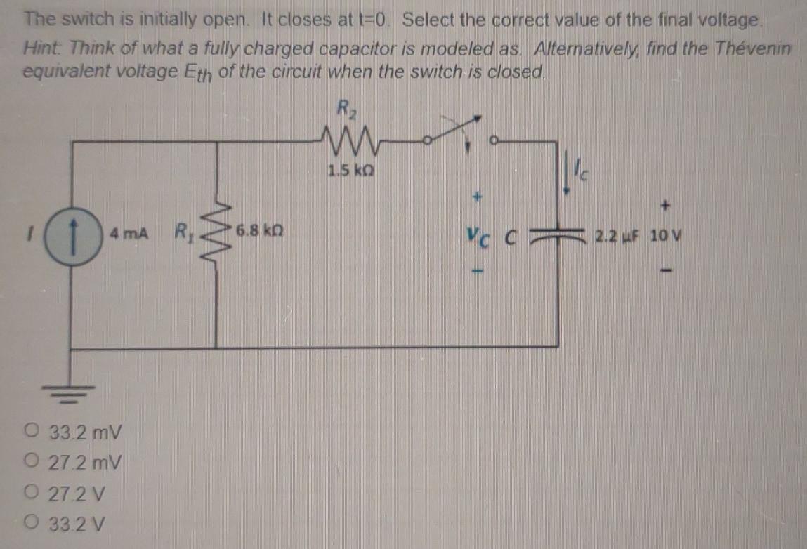 Solved The Switch Is Initially Open. It Closes At T=0. | Chegg.com