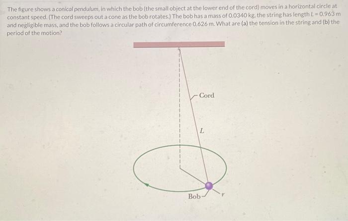 Solved The Figure Shows A Conical Pendulum, In Which The Bob | Chegg.com