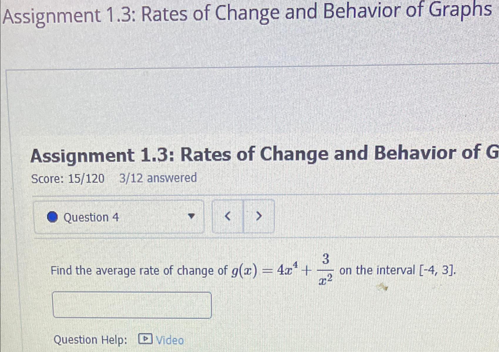 assignment 1.3 rates of change and behavior of graphs