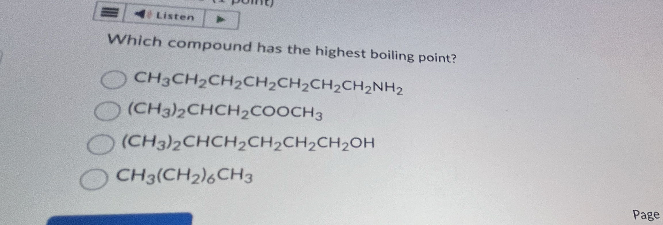 Solved Which Compound Has The Highest Boiling Chegg Com