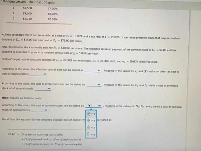 Weighted Average Cost of Capital - Video & Lesson Transcript