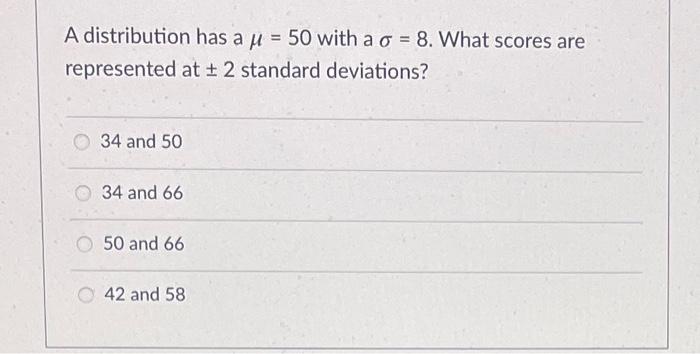 Solved A Distribution Has A = 50 With A O = 8. What Scores | Chegg.com