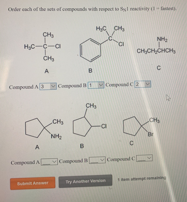 Solved Order Each Of The Sets Of Compounds With Respect To | Chegg.com