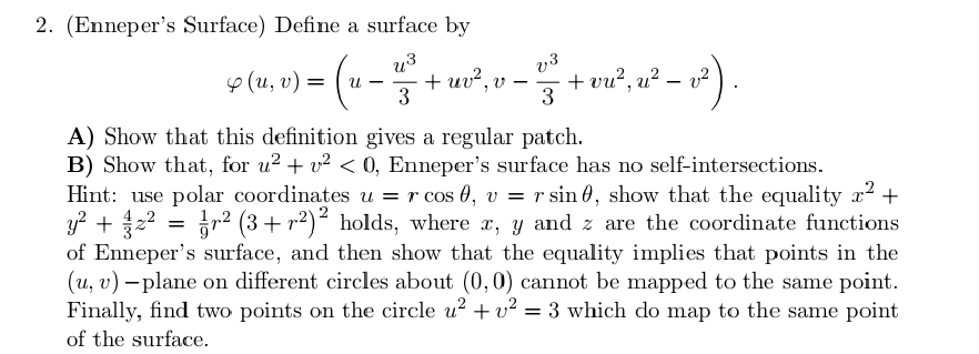 Solved (Enneper's Surface) ﻿Define a surface | Chegg.com