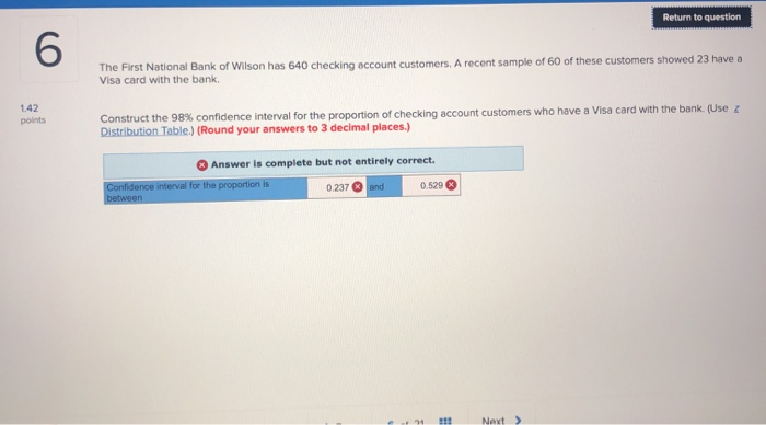 Solved Return To Question The First National Bank Of Wils