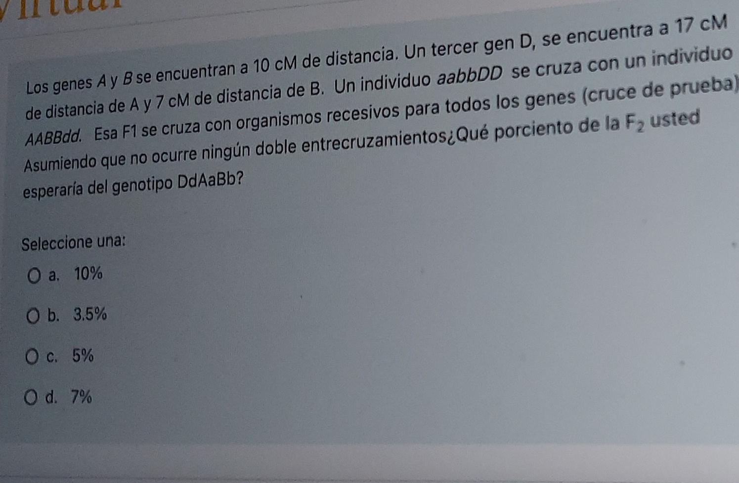 Solved Los Genes A Y B Se Encuentran A 10 Cm De Distancia. | Chegg.com