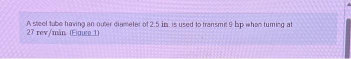 Solved A steel tube having an outer diameter of 2.5 in is | Chegg.com