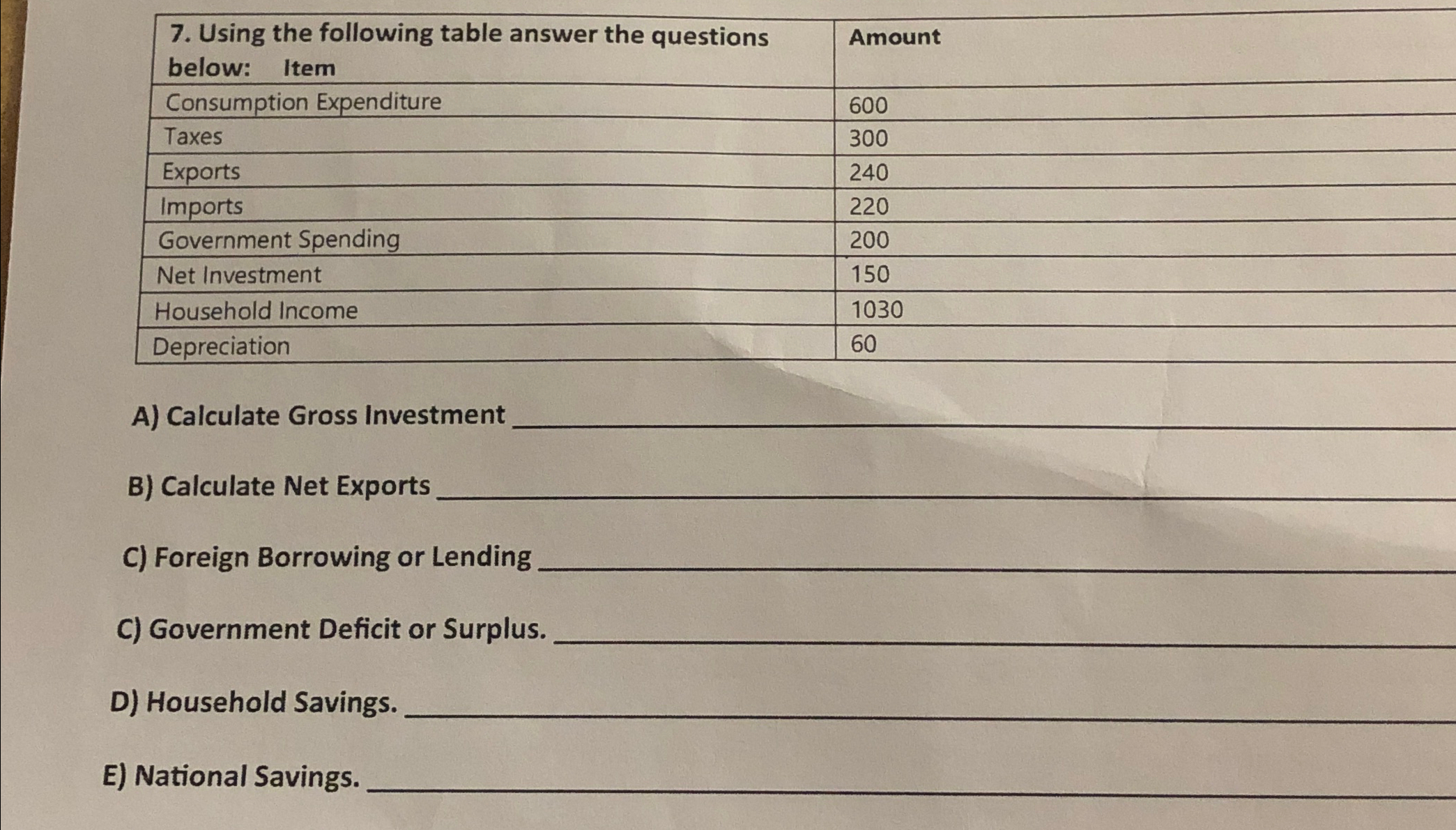 Solved \table[[\table[[7. ﻿Using the following table answer | Chegg.com
