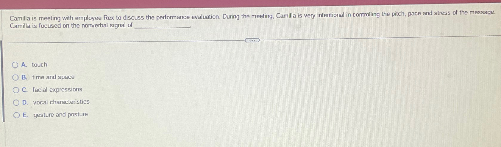 Solved Camilla is meeting with employee Rex to discuss the | Chegg.com
