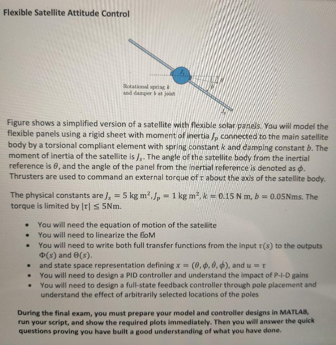 Solved Flexible Satellite Attitude Control Figure shows a | Chegg.com