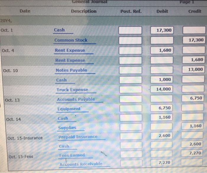 Solved 2. Post (in chronological order) the journal to a