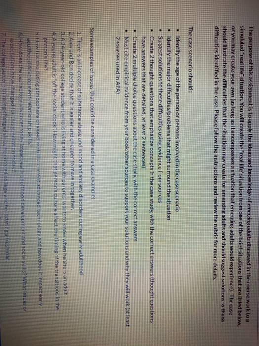 Solved The purpose of this assignment is to apply the ideas | Chegg.com
