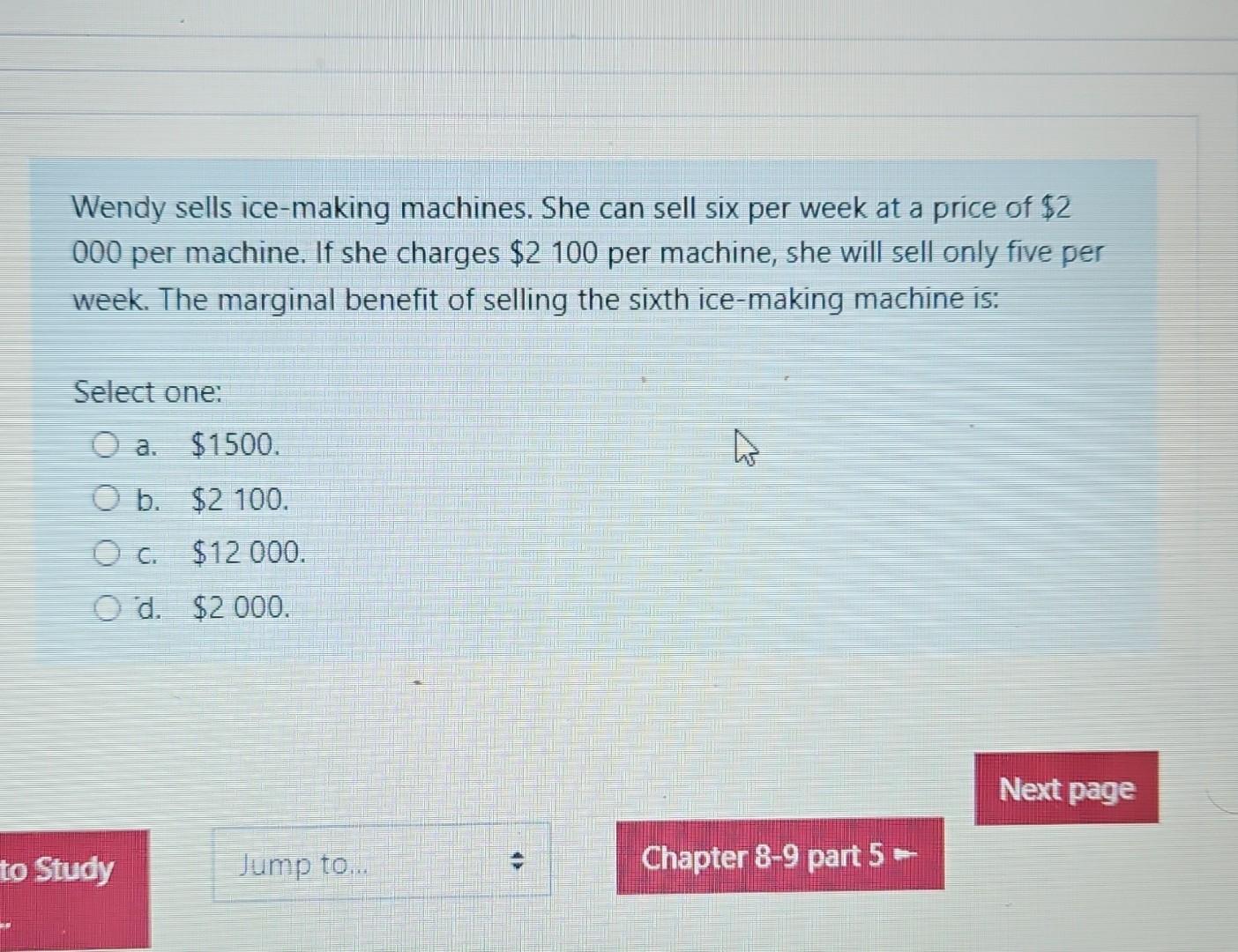 Solved Wendy sells icemaking machines. She can sell six per