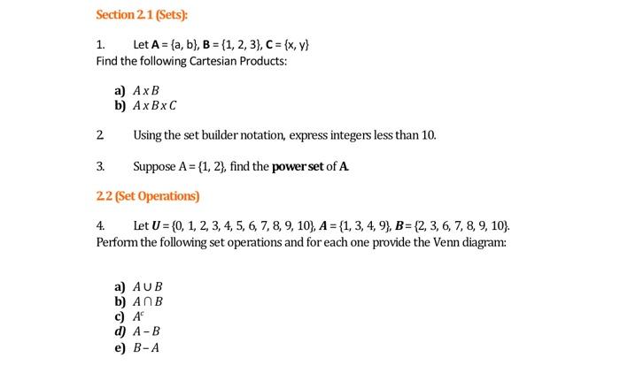 Solved Section 21 Sets 1 Let A Ab B 1 2 3 6361