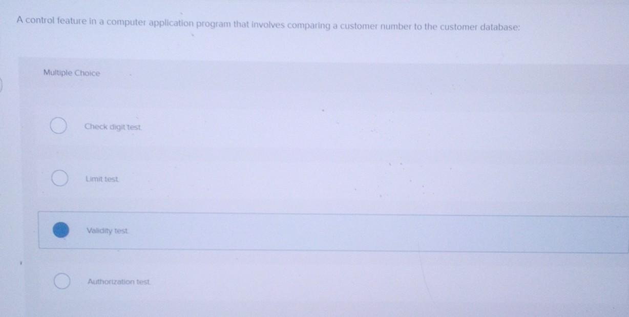 Solved A control feature in a computer application program | Chegg.com