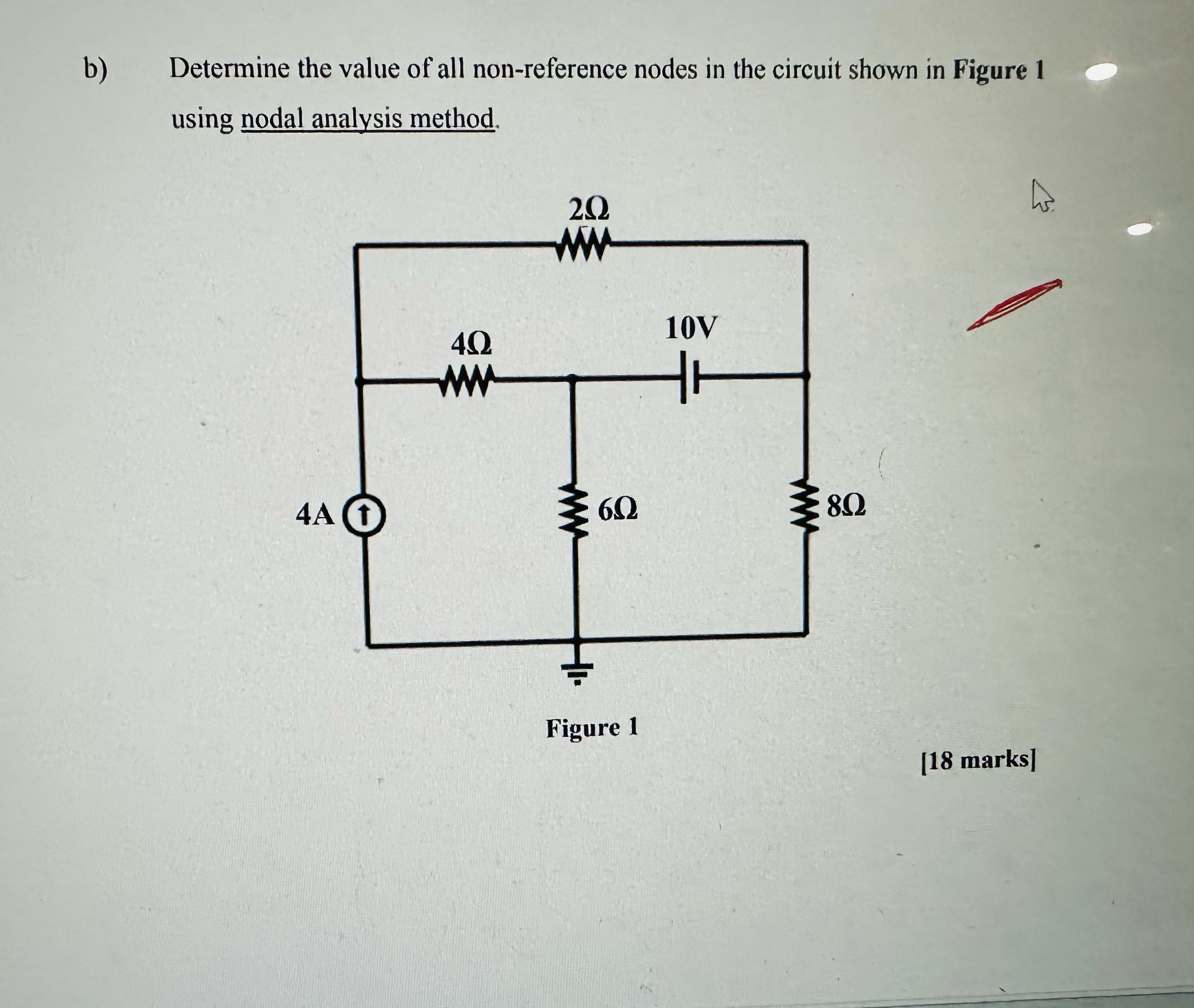 Solved b) ﻿Determine the value of all non-reference nodes in | Chegg.com
