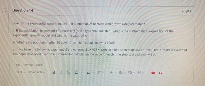 Solved Given is the exponential growth model of a population | Chegg.com