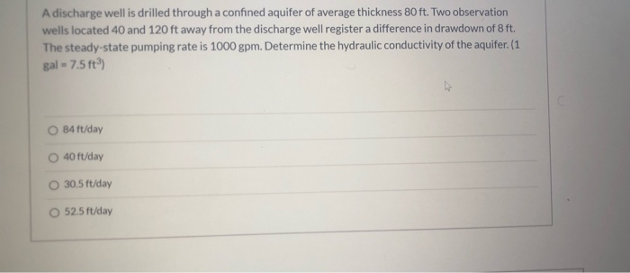 Solved A discharge well is drilled through a confined | Chegg.com