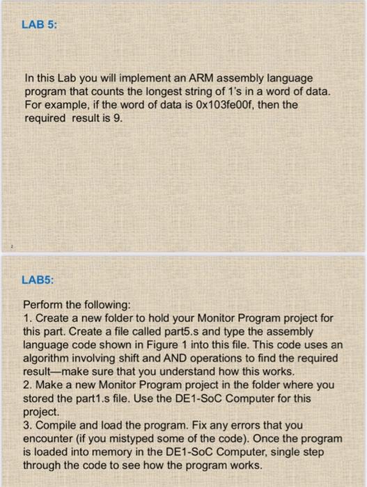 Solved LAB 5: In This Lab You Will Implement An ARM Assembly | Chegg.com