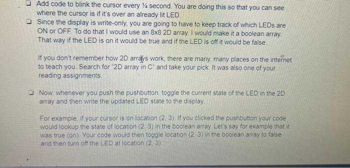 Solved Add code to blink the cursor every 1/4 second. You | Chegg.com