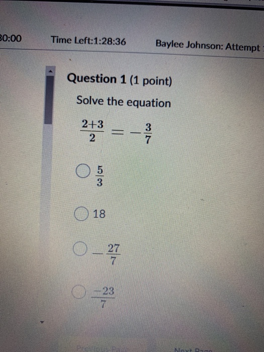 Solved 30:00 Time Left:1:28:36 Baylee Johnson: Attempt | Chegg.com