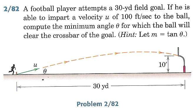 Solved A football player attempts a 30 - yd field goal. If | Chegg.com