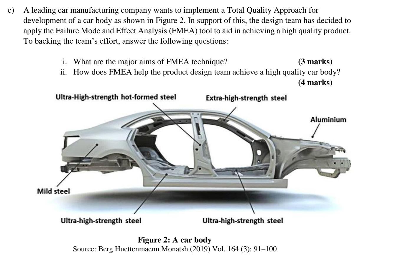 Solved c) A leading car manufacturing company wants to | Chegg.com