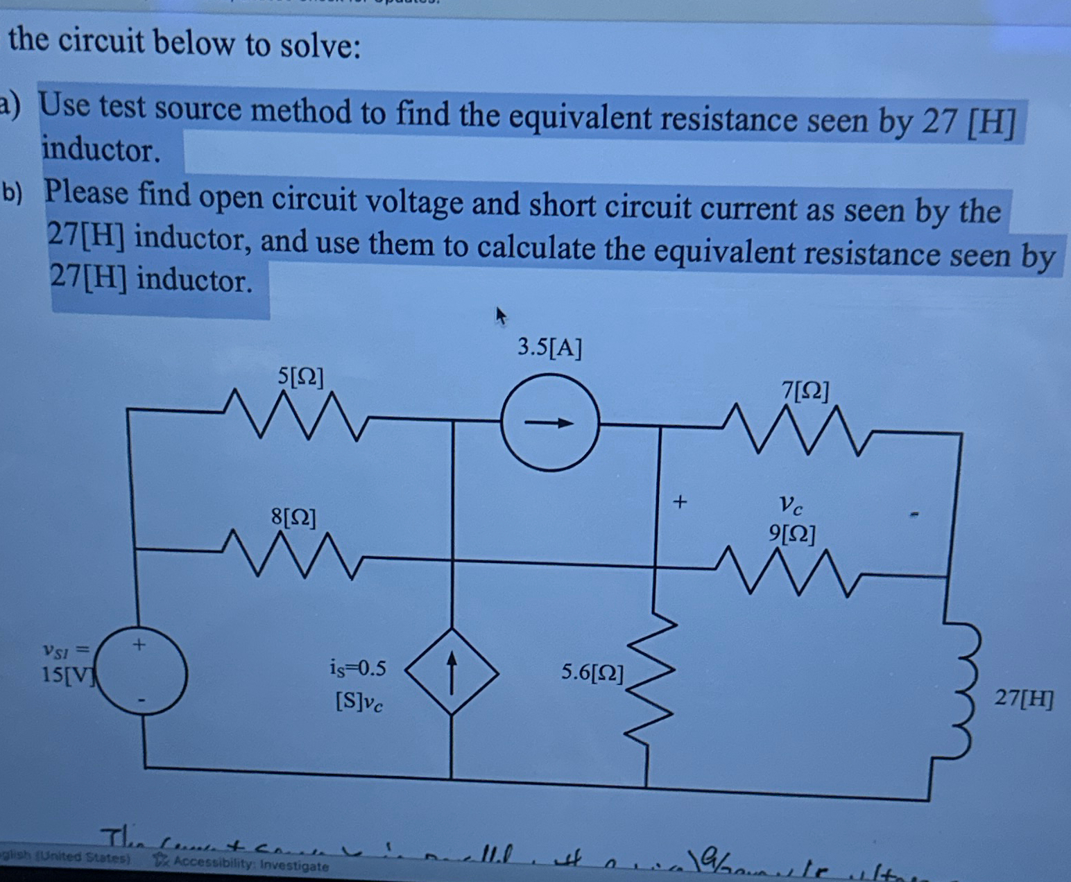 Solved the circuit below to solve a use test source method chegg