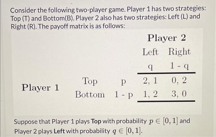 Solved Consider the following two-player game. Player 1 has | Chegg.com