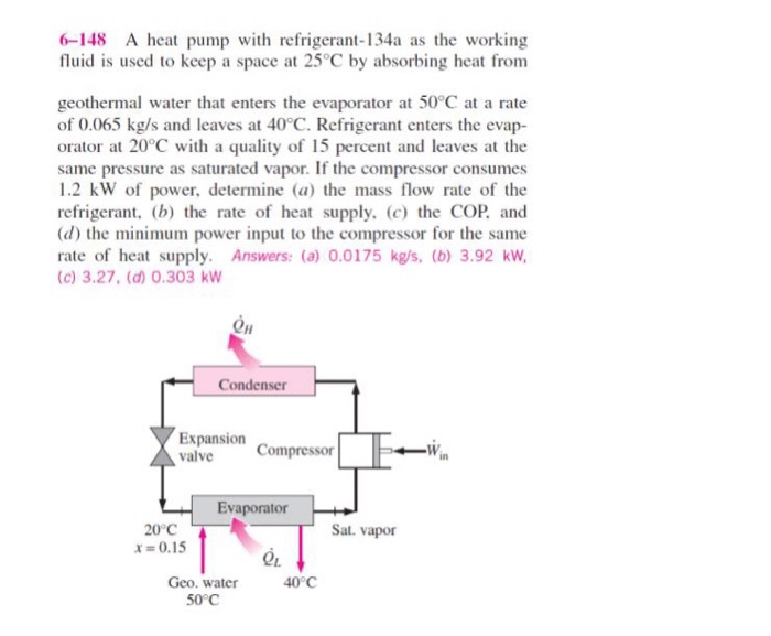 Solved 6148 A heat pump with refrigerant134a as the