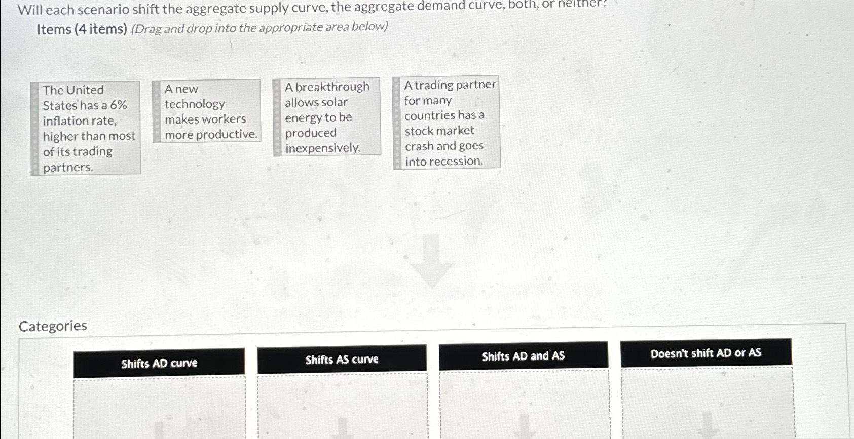 Solved Will each scenario shift the aggregate supply curve, | Chegg.com