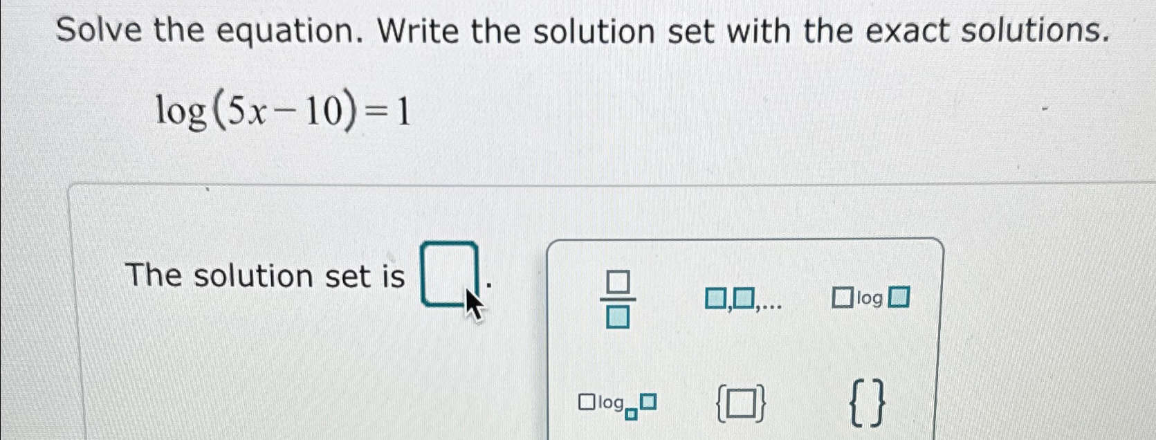 Solved Solve the equation. Write the solution set with the | Chegg.com
