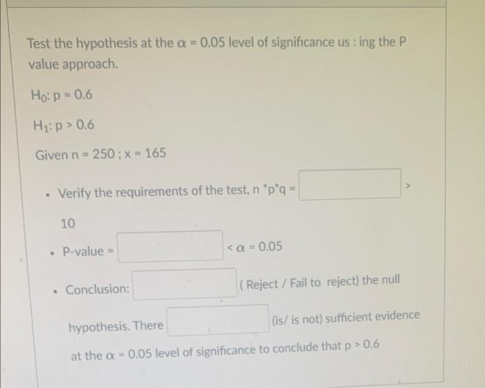 hypothesis 0 05 level