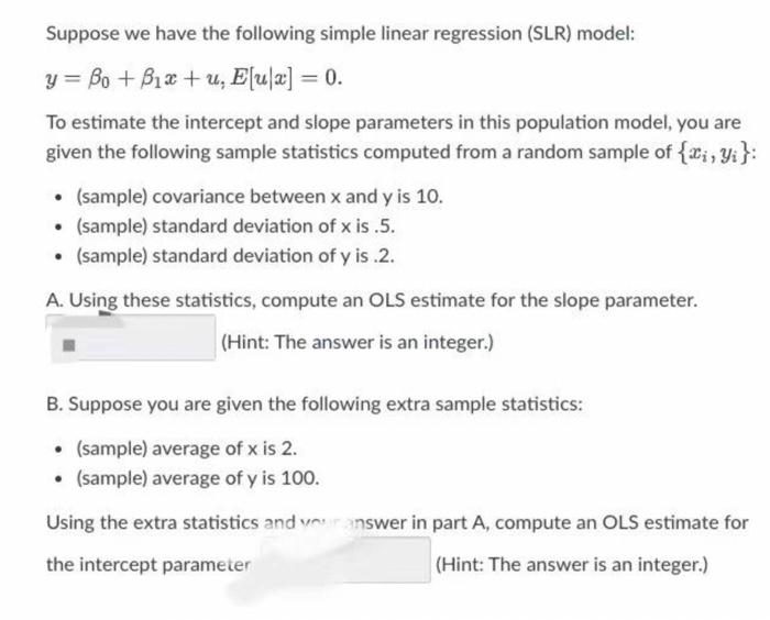 Solved Suppose we have the following simple linear | Chegg.com