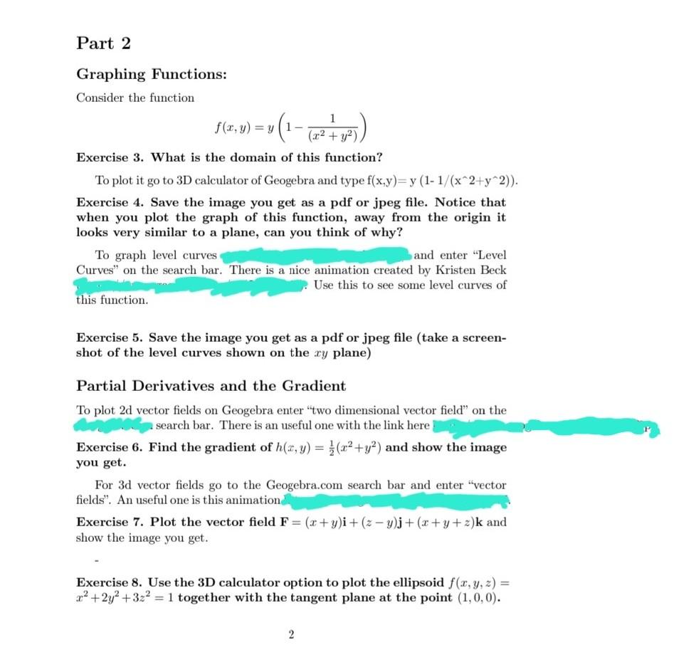 Solved Part 2 Graphing Functions: Consider the function f(x, | Chegg.com