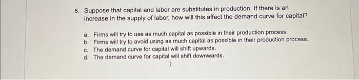 Solved 8. Suppose That Capital And Labor Are Substitutes In | Chegg.com