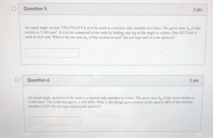 Solved An equal angle section 150×150×19EA is to be used as | Chegg.com