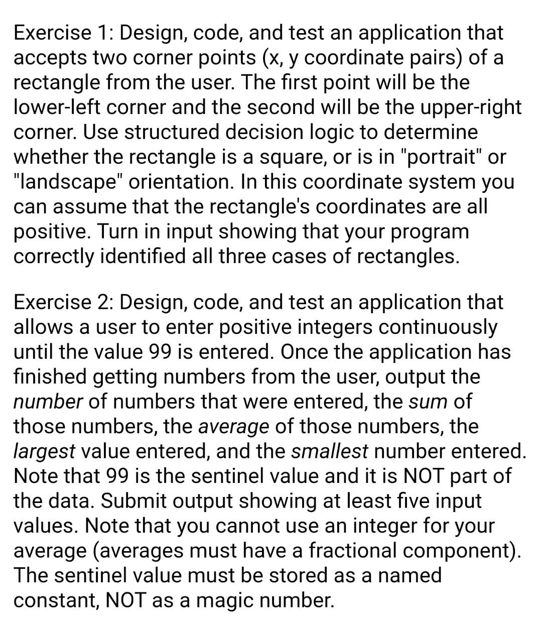 Solved Exercise 1: Design, code, and test an application | Chegg.com