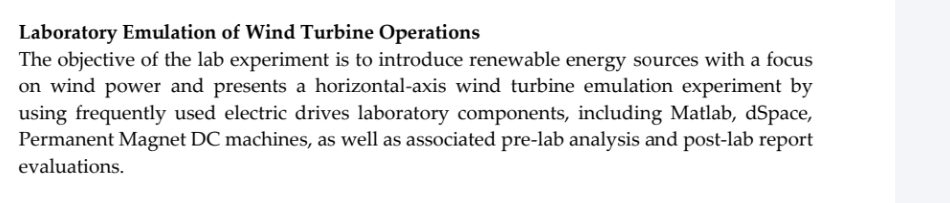 Laboratory Emulation of Wind Turbine Operations The | Chegg.com