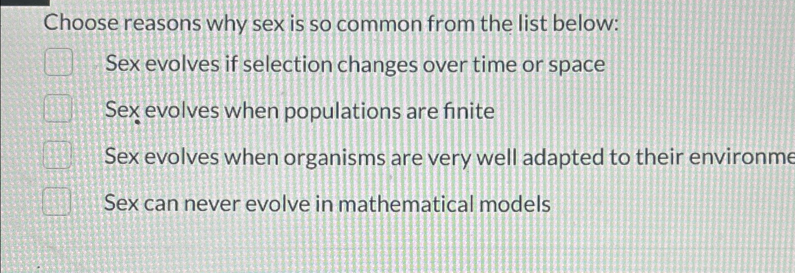 Solved Choose reasons why sex is so common from the list | Chegg.com