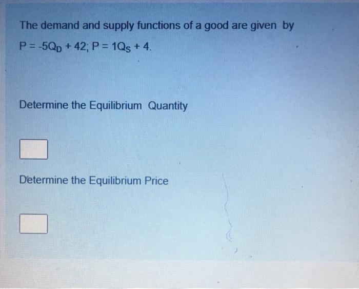 Solved The demand and supply functions of a good are given | Chegg.com