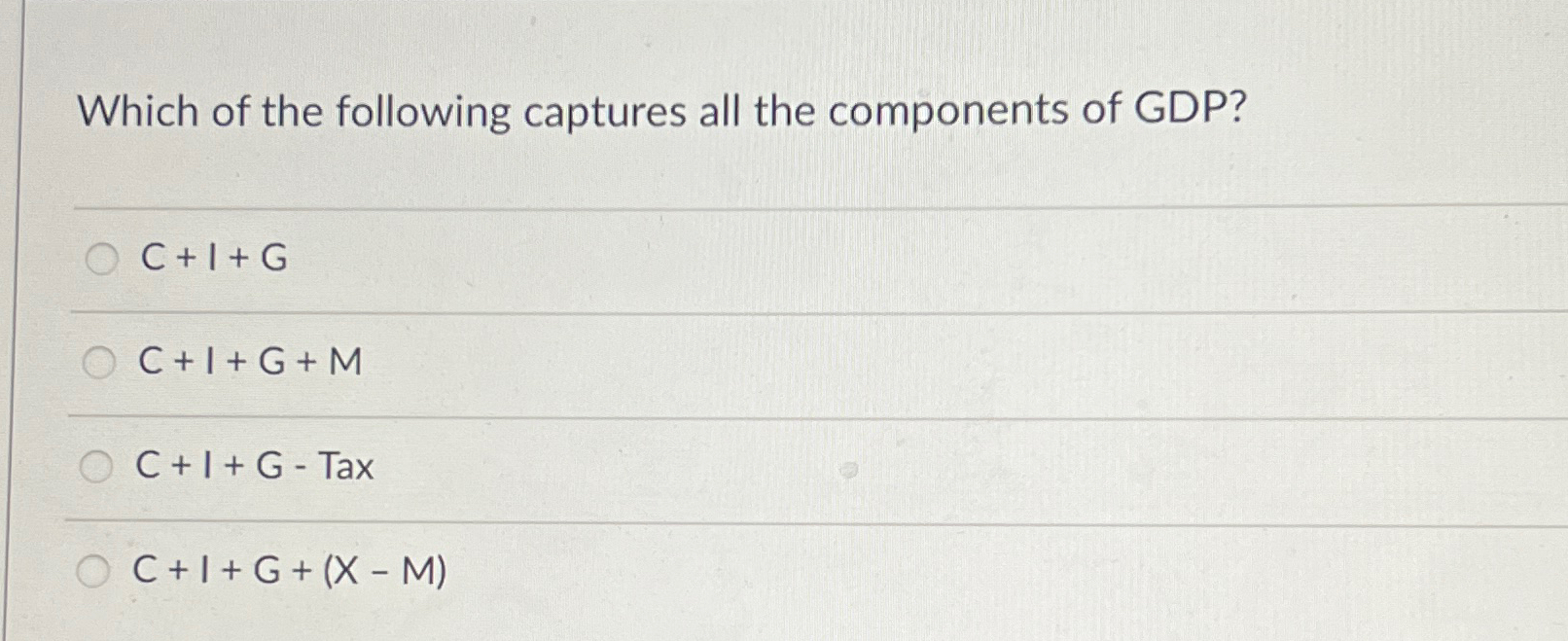 Solved Which of the following captures all the components of | Chegg.com