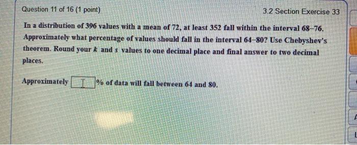 Solved Question 11 of 16 (1 point) 3.2 Section Exercise 33 | Chegg.com