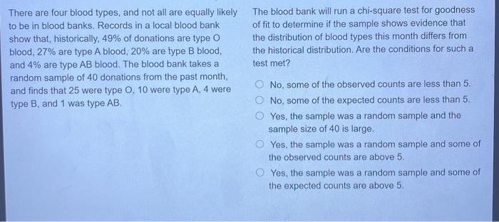 Solved There Are Four Blood Types And Not All Are Equally Chegg Com
