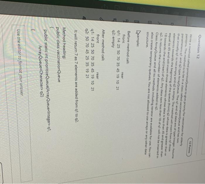 Solved Question 12 12 Points D Write a method called | Chegg.com