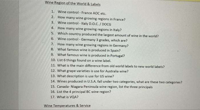 6 Characteristics of Wines from Different Regions