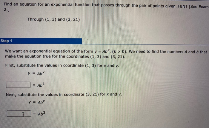 Solved Find an equation for an exponential function that | Chegg.com