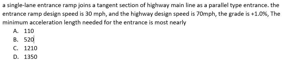 Solved a single-lane entrance ramp joins a tangent section | Chegg.com