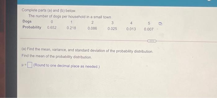 Solved Use the probability distribution to complete parts | Chegg.com